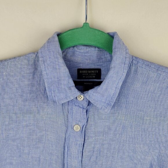 J. Crew Baird McNutt Irish Linen Perfect Button Up Shirt Blue 00P - Picture 6 of 10